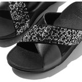 FitFlop - Lulu Crystal-Mix Metallic Cross Slides - Slipper - Midnight Navy - Polyester
