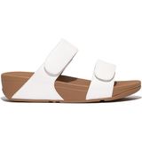 FitFlop - Lulu Adjustable Leather Slides - Slipper - Urban White - Leer, Microvezel, Microwobbleboard