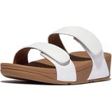 FitFlop - Lulu Adjustable Leather Slides - Slipper - Urban White - Leer, Microvezel, Microwobbleboard