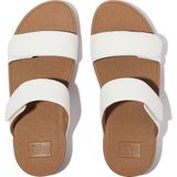 FitFlop - Lulu Adjustable Leather Slides - Slipper - Urban White - Leer, Microvezel, Microwobbleboard