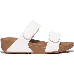 FitFlop - Lulu Adjustable Leather Slides - Slipper - Urban White - Leer, Microvezel, Microwobbleboard