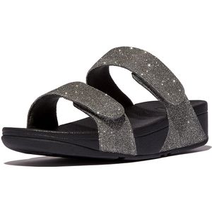 FitFlop - Lulu Adjustable Shimmerlux - Badslippers - Pewter - Microwobbleboard Tussenzool