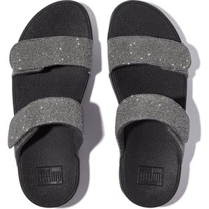 FitFlop - Lulu Adjustable Shimmerlux - Badslippers - Pewter - Microwobbleboard Tussenzool