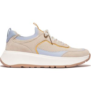 FitFlop - F-Mode Suede/Knit Flatform Slip-On Laced Sneakers - Stone Beige/Cream