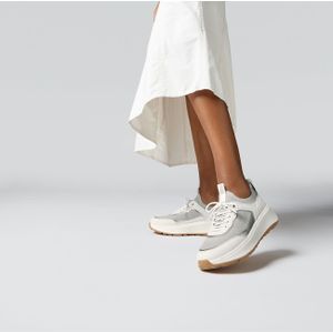 FitFlop - F-Mode Suede/Knit - Sneakers - Urban White/French Grey - Microwobbleboard Tussenzool