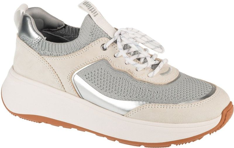 FitFlop - F-Mode Suede/Knit - Sneakers - Urban White/French Grey - Microwobbleboard Tussenzool