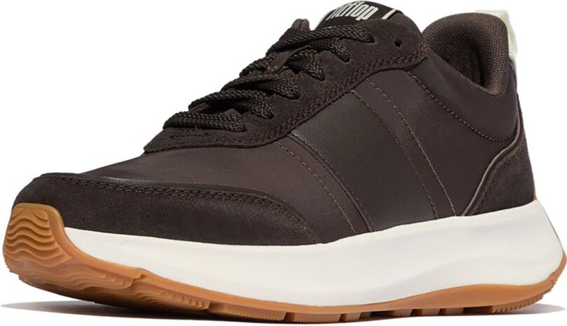 FitFlop - F-Mode Flow Sneaker Nylon Suede Mix - Chocoladebruin/Cremekleur - Sneakers