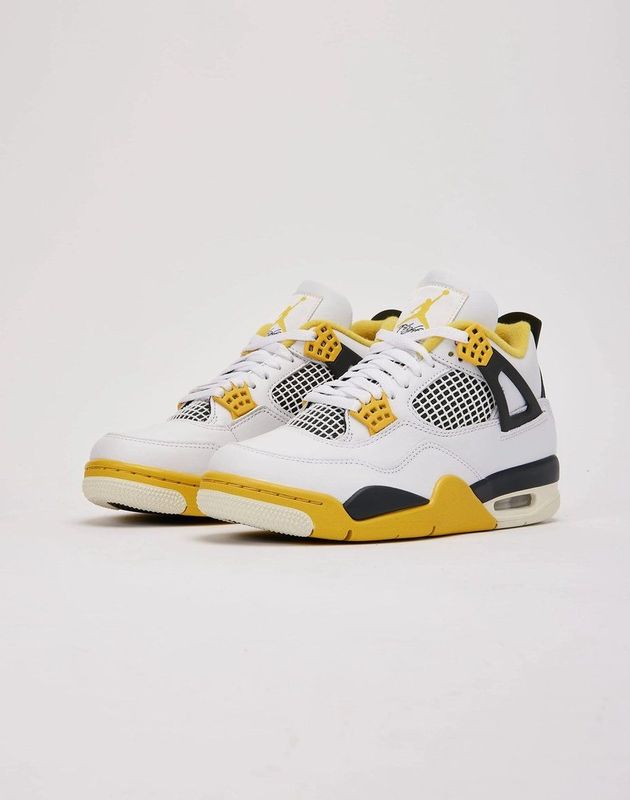 Air Jordan - 4 Retro - Sneakers - Wit/Geel - Leather Upper, TPU-Wings, Zichtbare Air-Sole Unit