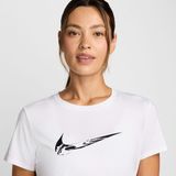 Nike Dri-Fit One Swoosh Laufshirt Damen - Weiß, Größe XS