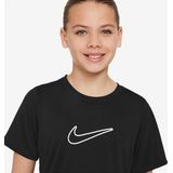 Nike - One Fitted Dri-FIT Top - Zwart - Korte Mouwen - Voor Meisjes