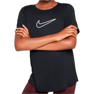 Nike - One Fitted Dri-FIT Top - Zwart - Korte Mouwen - Voor Meisjes