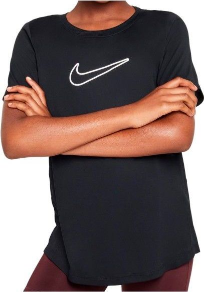 Nike - One Fitted Dri-FIT Top - Zwart - Korte Mouwen - Voor Meisjes