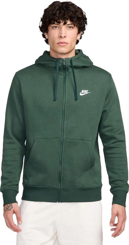 Nike sportswear club fleece full-zip hoodie in de kleur groen