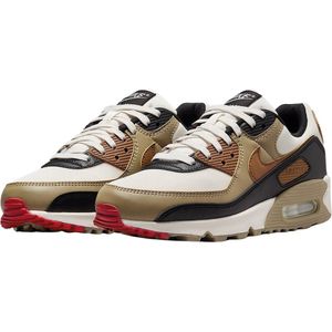 Nike Air Max 90 sneakers voor dames, 40 EU, Phantom Lt British Tan Black Fire Red, 40 EU