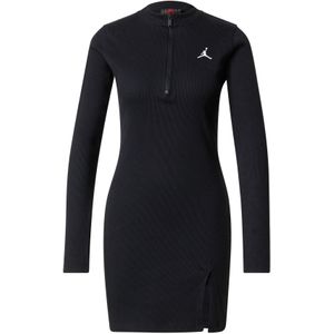 Jordan knit jurk met halflange rits en lange mouwen - Zwart
