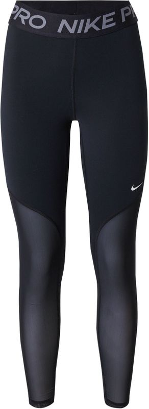 Nike Pro - Legging - Zwart - Lange Legging met Halfhoge Taille en Mesh Vlakken voor Dames