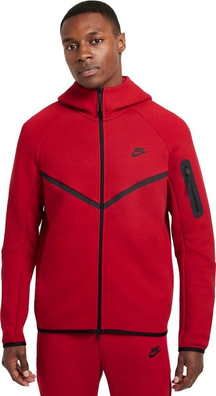Nike tech fleece full-zip hoodie in de kleur rood