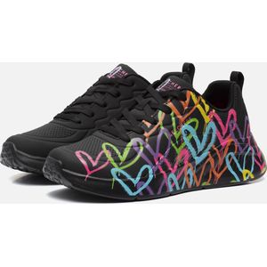 Skechers - JGoldcrown: Uno Lite - Heart of Hearts - Zwart - Imitatieleer - Extra Comfort