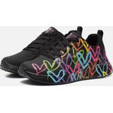 Skechers - JGoldcrown: Uno Lite - Heart of Hearts - Zwart - Imitatieleer - Extra Comfort