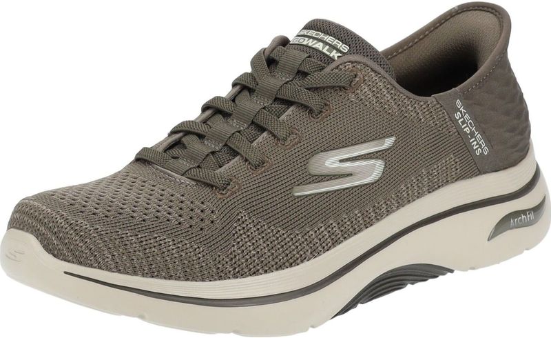 Skechers - Go Walk Arch Fit 2.0 - Slip-Ins Sneakers - Bruin - Textiel/Synthetisch
