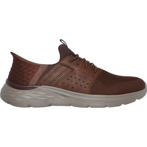 Skechers - Garner Newick - Instapper - Donkerbruin - Textiel Synthetisch