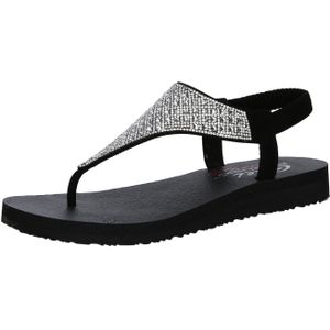Skechers Meditatie-Rockstar Teenslippers voor dames, Zwart, 38 EU