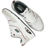 Skechers UNO Sneakers voor heren, wit Duraleather/Suede/Green Mesh, Burg, 8 UK, Wit Duraleather Suede Groen Mesh Burg, 42 EU