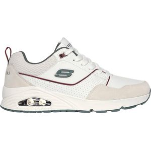 Skechers Uno Retro One herensneakers, wit Duraleather suède groen mesh burg, 44 EU