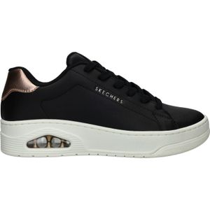 Skechers, Platform Zwarte Leren Sneaker Zwart, Dames, Maat:38 EU