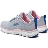 Skechers - Flex Appeal 5.0 - Dames Gymshoe - Grijs Mesh - Blauw Roze Trim