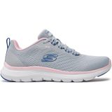 Skechers - Flex Appeal 5.0 - Dames Gymshoe - Grijs Mesh - Blauw Roze Trim