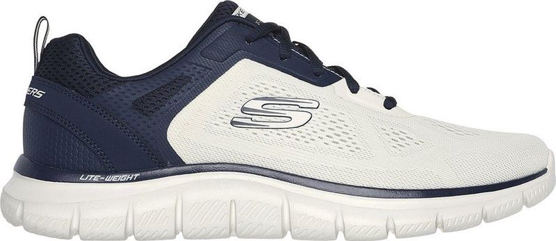 Skechers Track Broader - Sneakers - Gebroken Wit - Engineered Mesh/PU/Navy Trim