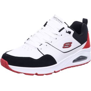 Skechers - Street Uno - Herensneakers - Wit Rood - Leer en Suède