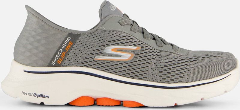Skechers - Go Walk 7 - Instappers - Grijs/Oranje - Maat 41