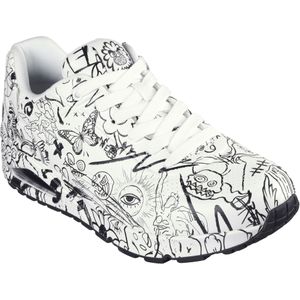 Skechers - Uno-Process Sketch - Sneakers - Wit - Synthetisch Durabuck, Air-Cooled Memory Foam, Hak 3,8 cm