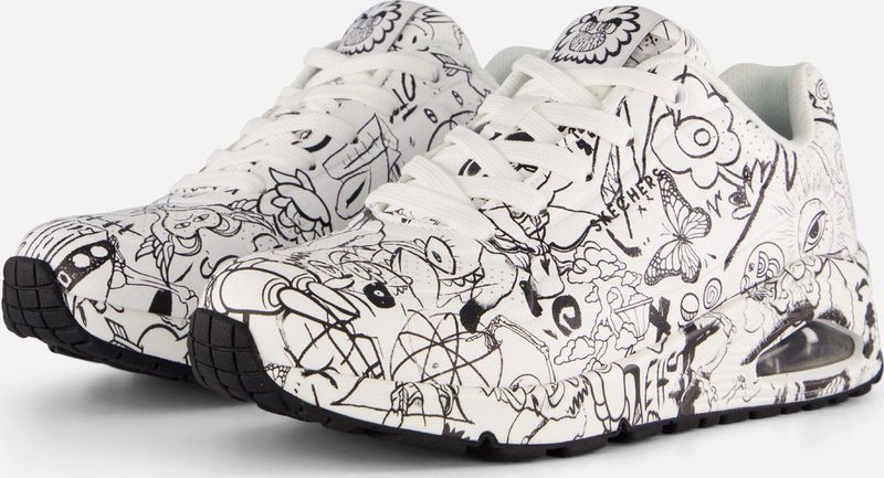 Skechers Uno Process Sketch Sneakers Laag Wit