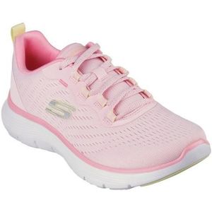 Skechers Dames Flex Appeal 5.0, roze mesh/gele trim, 6 UK, Roze Mesh Gele Trim, 6