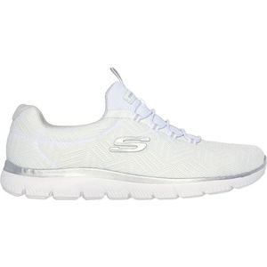 Skechers - SUMMITS - Sneaker - Wit/Zilver - Pull-on stijl met elastische veters, Wasbaar in de machine