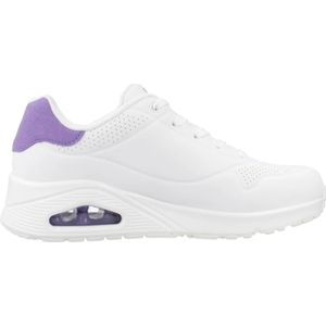 Skechers Dames Uno Pop Back, Witte Durabuck Paarse Suède Trim, 38 EU