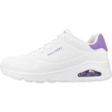 Skechers Dames Uno Pop Back, Witte Durabuck Paarse Suède Trim, 36.5 EU
