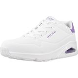 Skechers Dames Uno Pop Back, Witte Durabuck Paarse Suède Trim, 36.5 EU