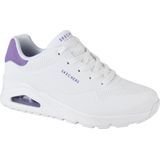 Skechers Dames Uno Pop Back, Witte Durabuck Paarse Suède Trim, 36.5 EU