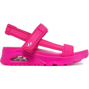 Skechers - Uno Fun Stand - Sandalen - Roze - Synthetisch Durabuck, Klittenband, Hakhoogte 3,8 cm