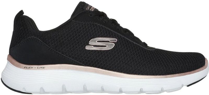 Skechers - Flex Appeal 5.0 - Dames Sneakers - Black - Mesh - Rose Gold Trim