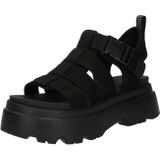 UGG - Cora - Leren Sandalen - Zwart - Plat - Gesp - Casual