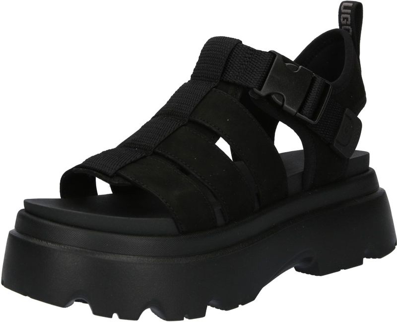 UGG - Cora - Leren Sandalen - Zwart - Plat - Gesp - Casual