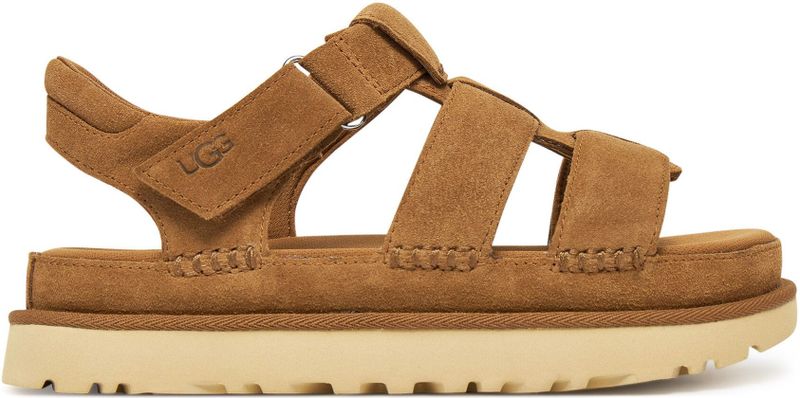 UGG - 1137890 Goldenstar - Leren Sandalen - Bruin - Verstelbaar Enkelbandje, Klittenbandsluiting
