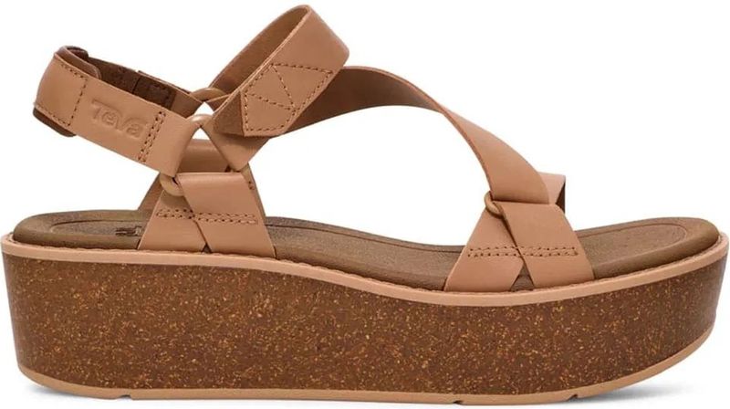 Teva - Madera Wedge - Dames Sandaal - Groen - Leer - Sleehak van Kurk