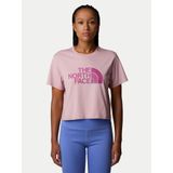 The North Face - S/S Easy Relaxed Cropped Tee - Metal Pink / Cyber Berry - Katoen / Polyester
