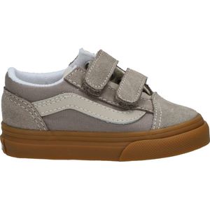 Vans Old Skool V Sneakers - Grijs met Donkere Zool - Klittenbandsluiting